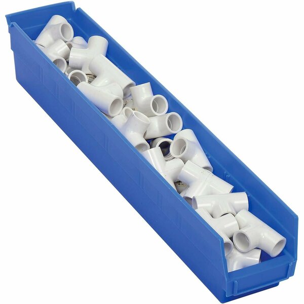 Global Industrial Plastic Nesting Storage Shelf Bin 4-1/8inW x 23-5/8inD x 4inH Blue 184841BL
